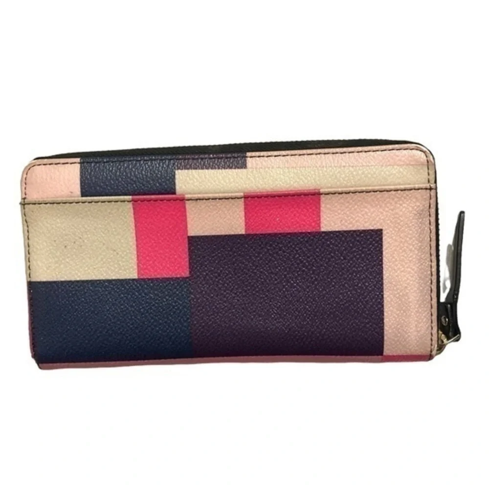 Kate spade multicolor pink colorblock clutch zipper wallet